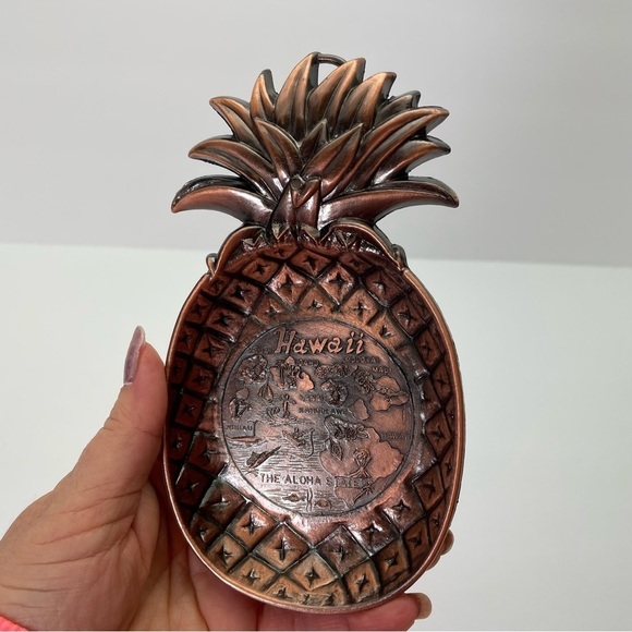 Hawaii The Aloha State Copper Pineapple Dish - Picture 2 of 10